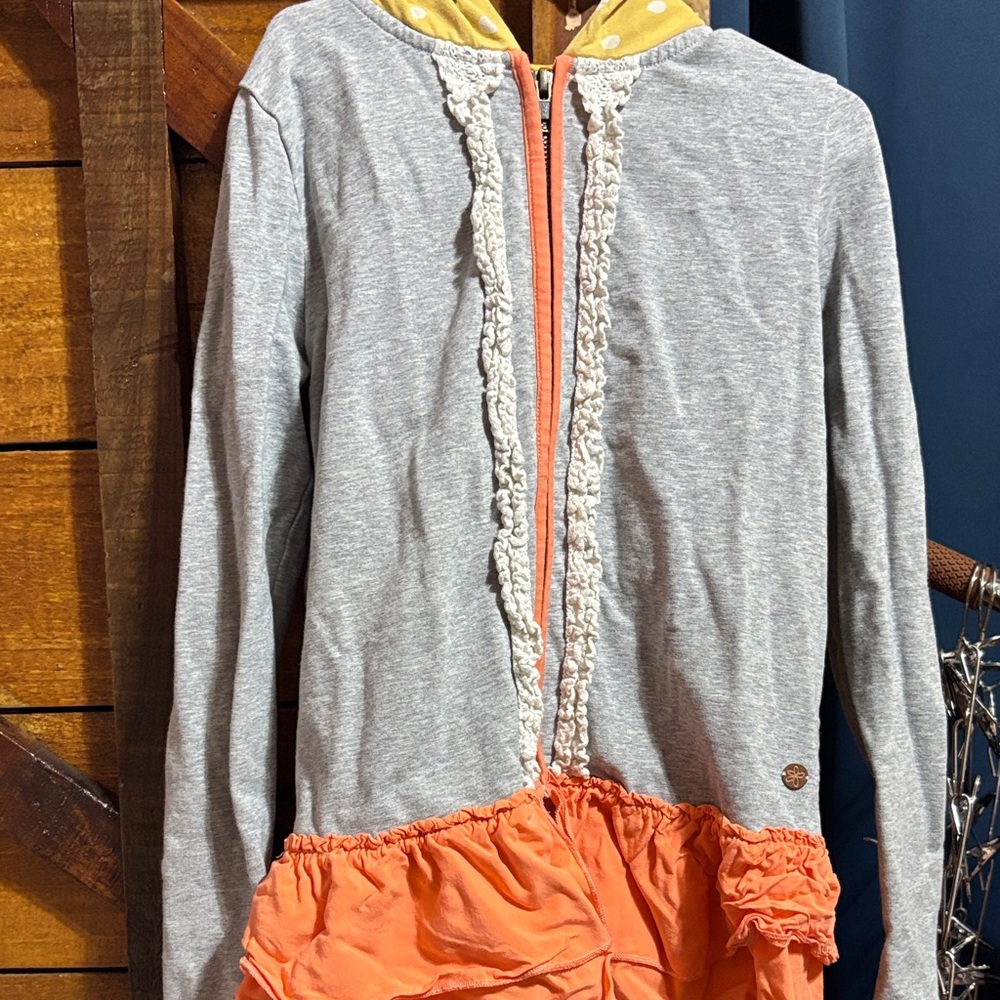 Matilda Jane Gray and Orange Ruffle Zip-Up